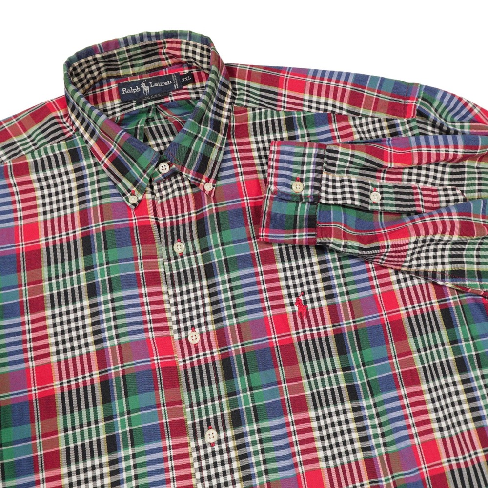 RALPH LAUREN Men's XXL Multicolor Plaid Blaire Long Sleeve Button Up Dress Shirt